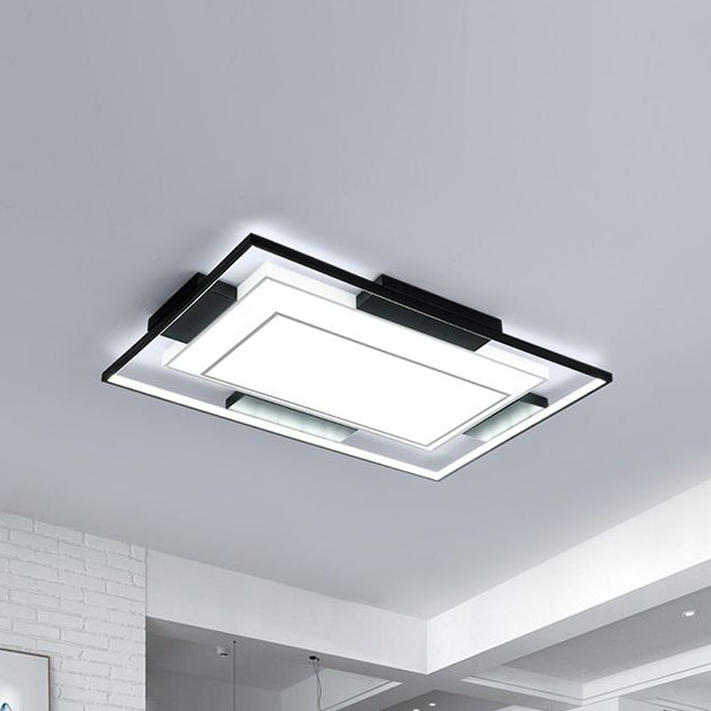 Modern LED Flush Mount Light with Acrylic Shade in Black and White - Available in 3 Sizes