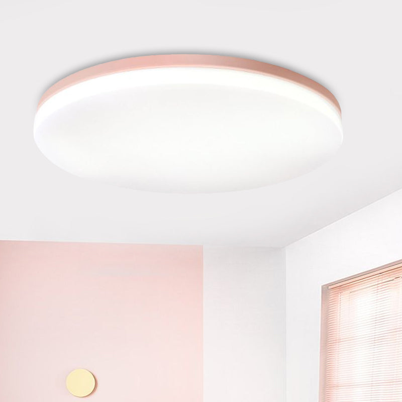 10"/15"/19" W Macaron Metal Flush Ceiling Lamp in Green, Pink, White, or Yellow - Indoor Flush Lighting