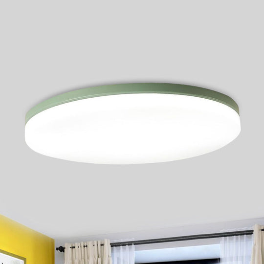 10"/15"/19" W Macaron Metal Flush Ceiling Lamp in Green, Pink, White, or Yellow - Indoor Flush Lighting