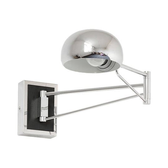 Chrome Swing Arm Retro Bowl Wall Sconce - Ideal Bedside Lighting