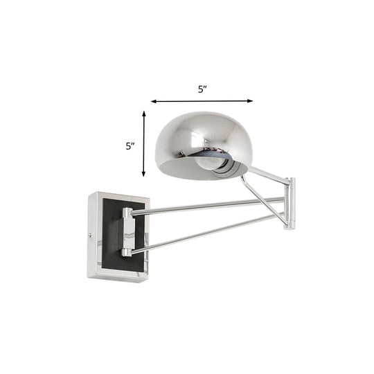 Chrome Swing Arm Retro Bowl Wall Sconce - Ideal Bedside Lighting