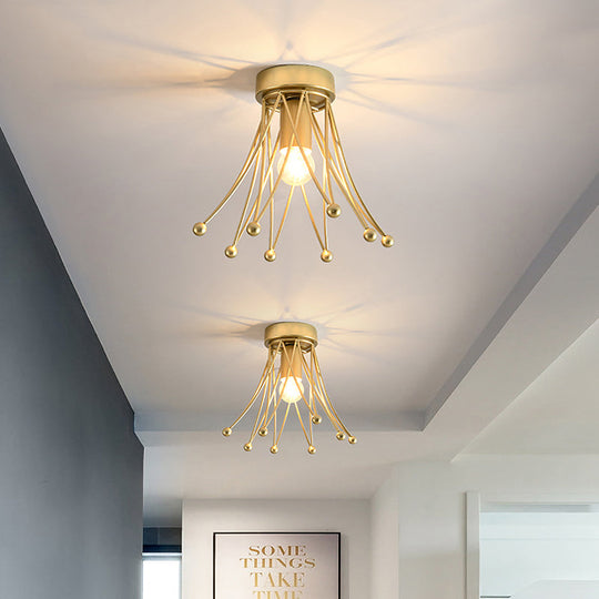 Modern Metallic Crown Flush Mount Ceiling Light for Kids | 1-Light | Black/Gold/White