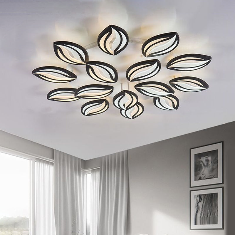 Black Acrylic Leaf Shape Flush Mount LED Ceiling Light - Modern Style for Hotel Shop