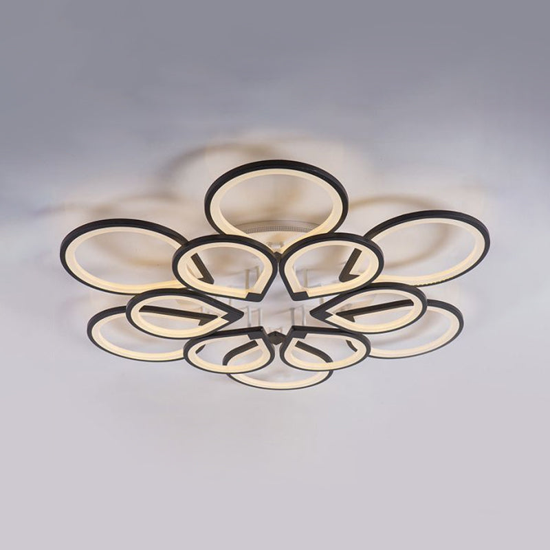 Modern Ring Petal LED Ceiling Light in Black - Neutral/Warm/White for Living Room