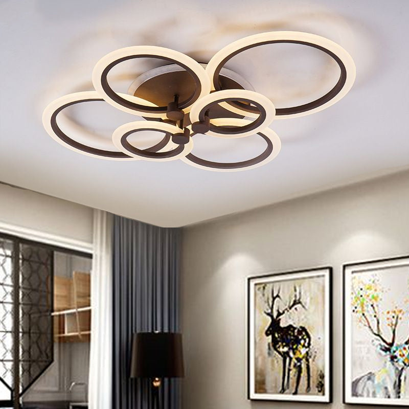 Contemporary Brown LED Ceiling Light - Petal Acrylic Flush Ceiling Light for Living Room (Neutral/Warm/White)