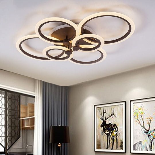 Contemporary Brown LED Ceiling Light - Petal Acrylic Flush Ceiling Light for Living Room (Neutral/Warm/White)