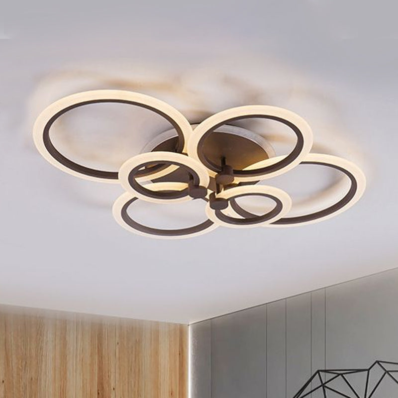 Contemporary Brown LED Ceiling Light - Petal Acrylic Flush Ceiling Light for Living Room (Neutral/Warm/White)