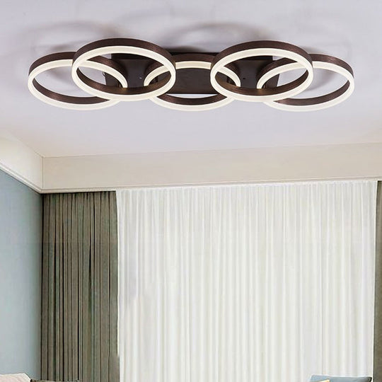 Modern Brown Acrylic Flush Mount Led Ceiling Light For Adult Bedroom & Shop