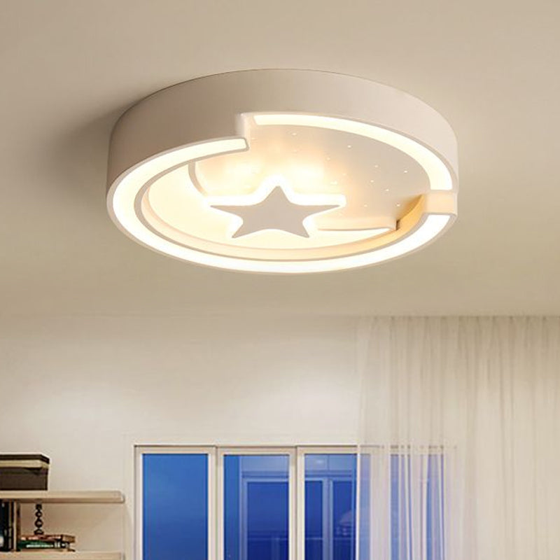 Contemporary Star Metal Led Flushmount Ceiling Light In White - 16/19.5 Diameter