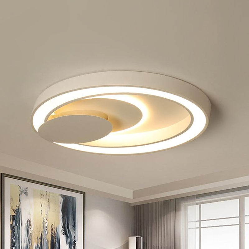 23-34.5" W White Oval LED Flush Ceiling Light for Bedroom - Simplicity Style, Warm/White