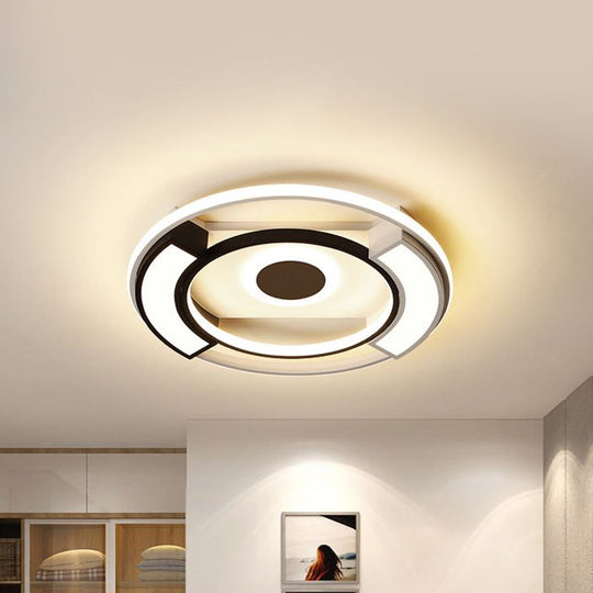 Contemporary Black/White LED Surface Mount Ceiling Lights, Metal & Acrylic, 16"/19.5" Diameter - Ideal for Living Room