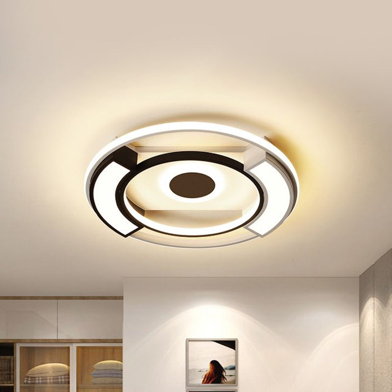 Contemporary Black/White Led Surface Mount Ceiling Lights Metal & Acrylic 16/19.5 Diameter - Ideal