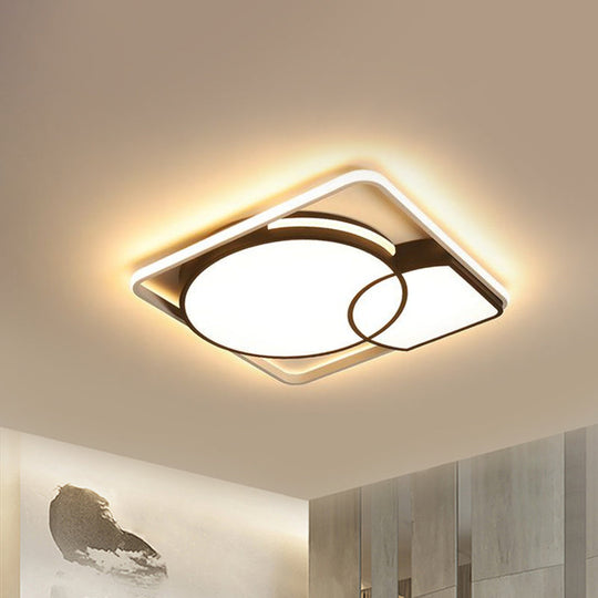 Circle Flushmount LED Light with Acrylic Modern Frame – Warm or White