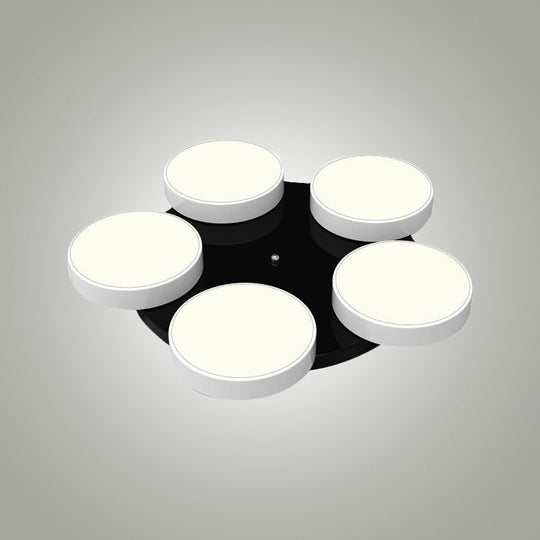 Modern Drum Flush Mount Light With Multiple Heads In Black/White For Study Room