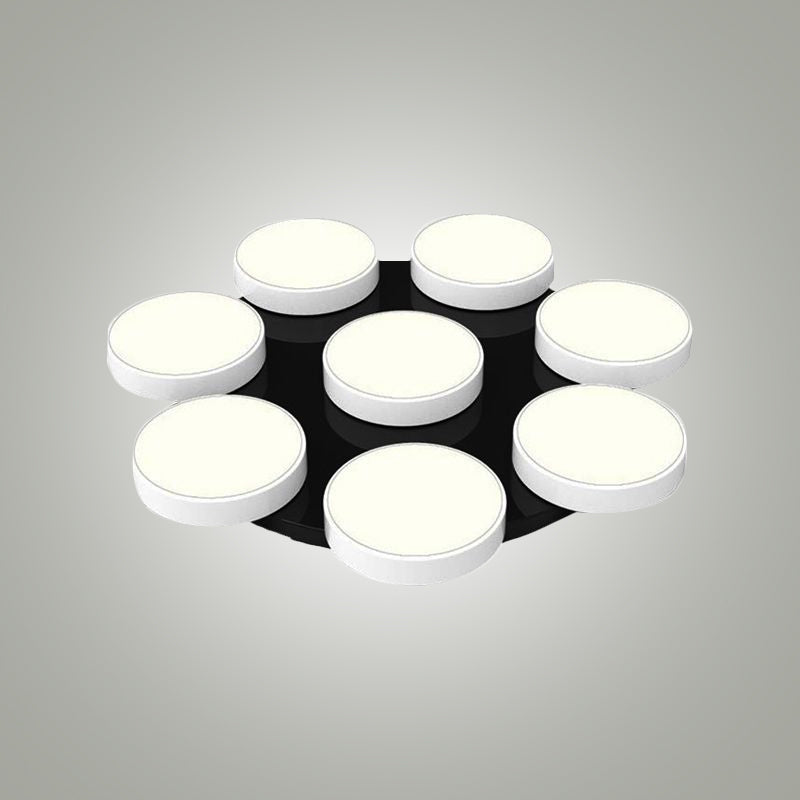 Modern Drum Flush Mount Light with Multiple Heads in Black/White for Study Room