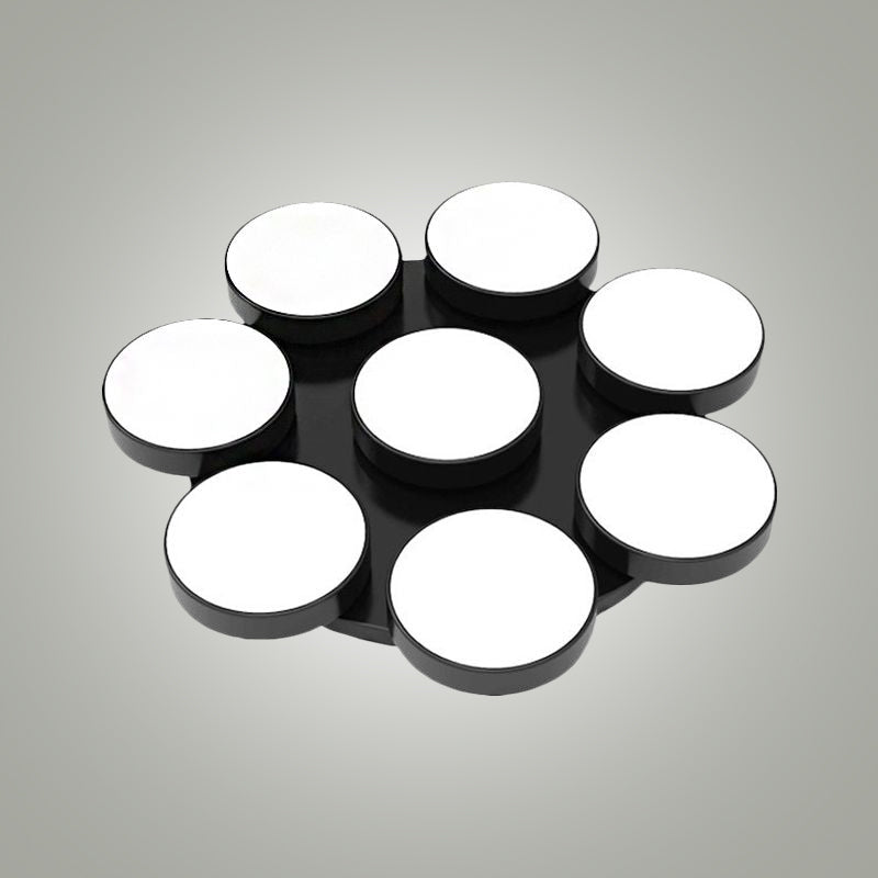 Modern Drum Flush Mount Light With Multiple Heads In Black/White For Study Room