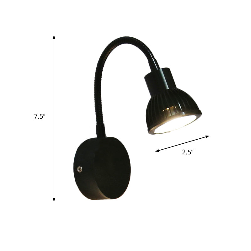 Industrial Style Wall Lamp - Metal Bowl Shape 1 Light Adjustable Arm In Black