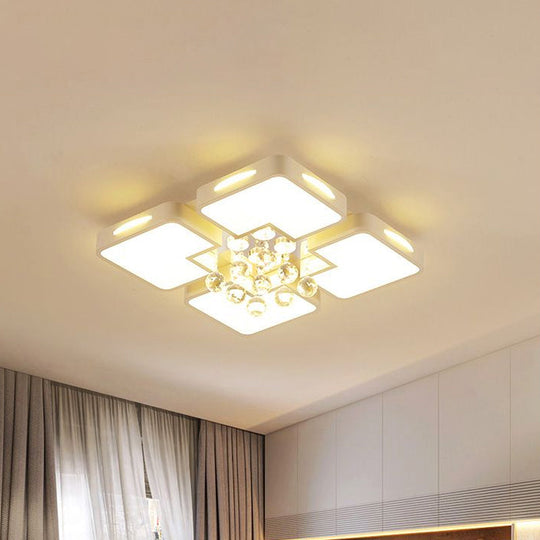 White Square Led Flush Ceiling Light - 16/19.5/23.5 Width Contemporary Design Warm/White