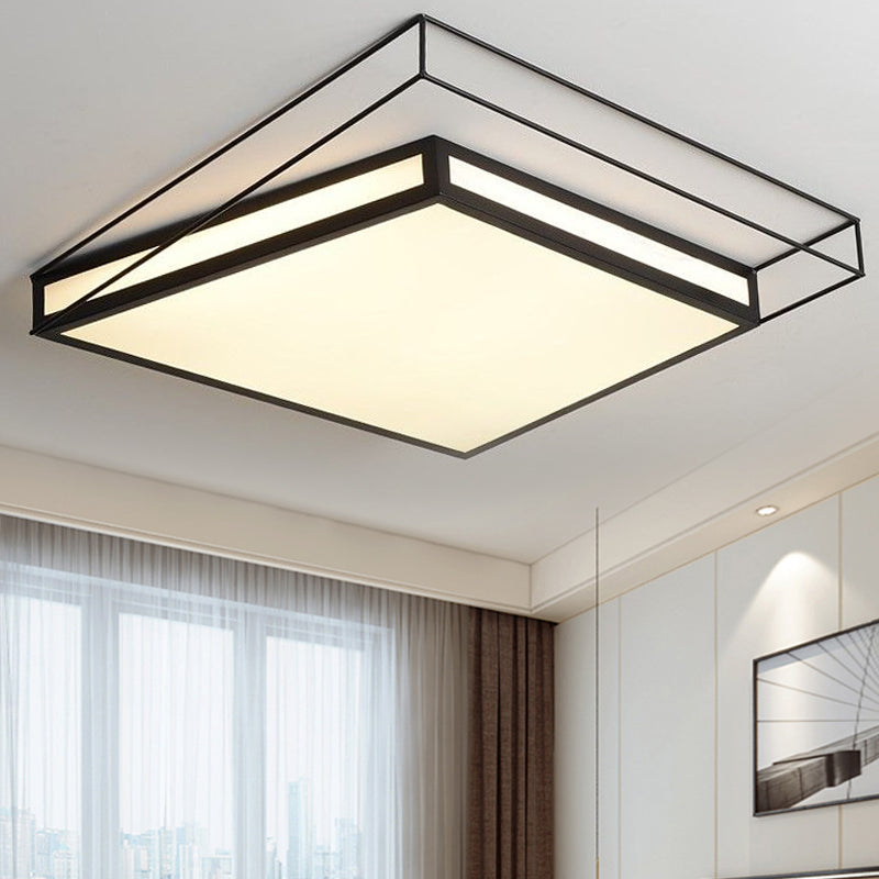 Modern LED Flush Mount Ceiling Light with Hexagon/Square Design – Black/Grey, Third Gear