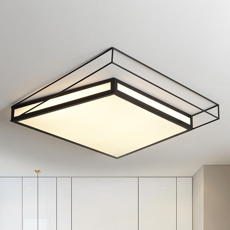 Modern LED Flush Mount Ceiling Light with Hexagon/Square Design – Black/Grey, Third Gear