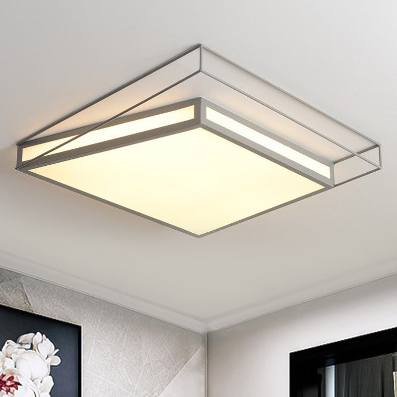 Modern Led Flush Mount Ceiling Light With Hexagon/Square Design Black/Grey Third Gear