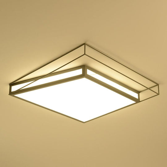 Modern Led Flush Mount Ceiling Light With Hexagon/Square Design Black/Grey Third Gear