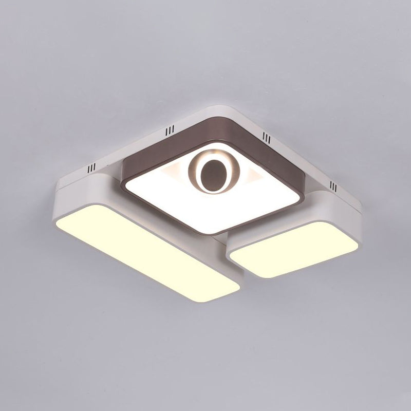 White LED Flush Mount Light with Acrylic Shade - Modern and Stylish Ceiling Lamp for Living Room