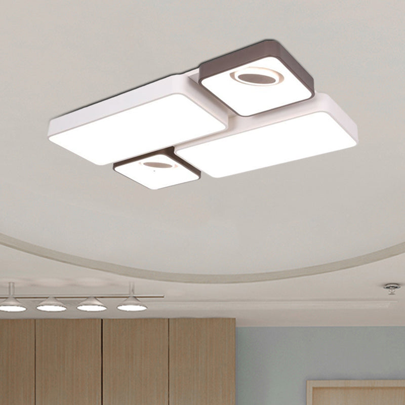 White LED Flush Mount Light with Acrylic Shade - Modern and Stylish Ceiling Lamp for Living Room