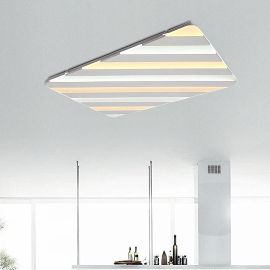 White Stripe Acrylic Flush Ceiling Light with LED Lamp for Dining Room