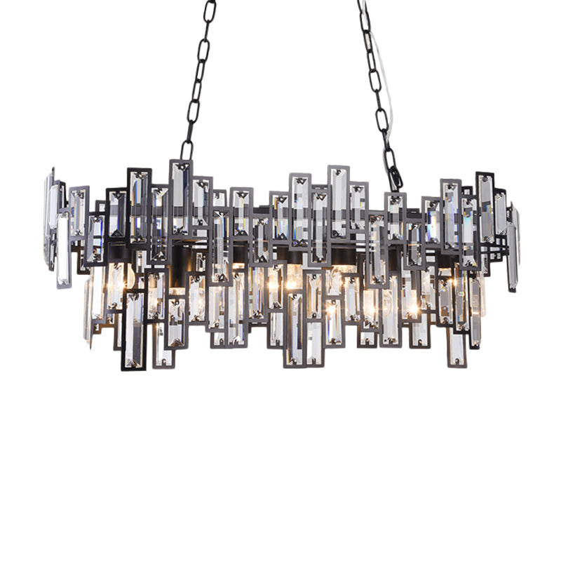 Modern Black And Gold Oval Pendant Lamp With Crystal Accents Island Lighting Functionality