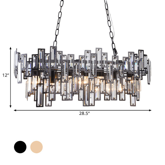 Modern Black And Gold Oval Pendant Lamp With Crystal Accents Island Lighting Functionality