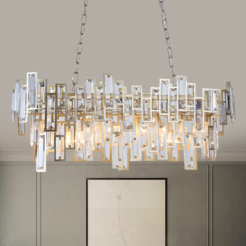 Modern Black And Gold Oval Pendant Lamp With Crystal Accents Island Lighting Functionality