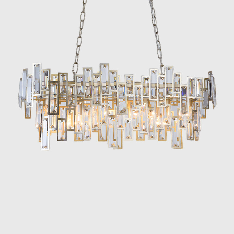 Modern Black And Gold Oval Pendant Lamp With Crystal Accents Island Lighting Functionality