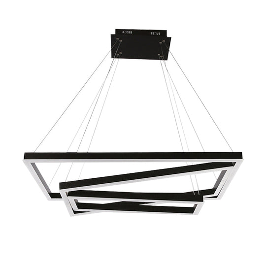 Led Acrylic Chandelier Pendant - Rectangular/Square Design 3/5 Lights Brown Ceiling Fixture