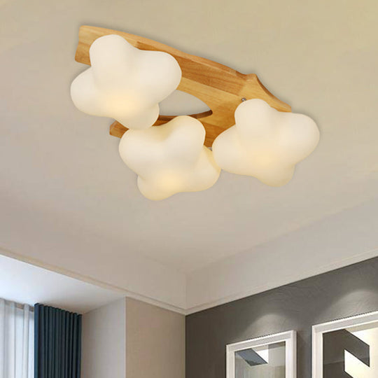 Plum Blossom Ceiling Lamp with Frosted Glass and LED Lighting