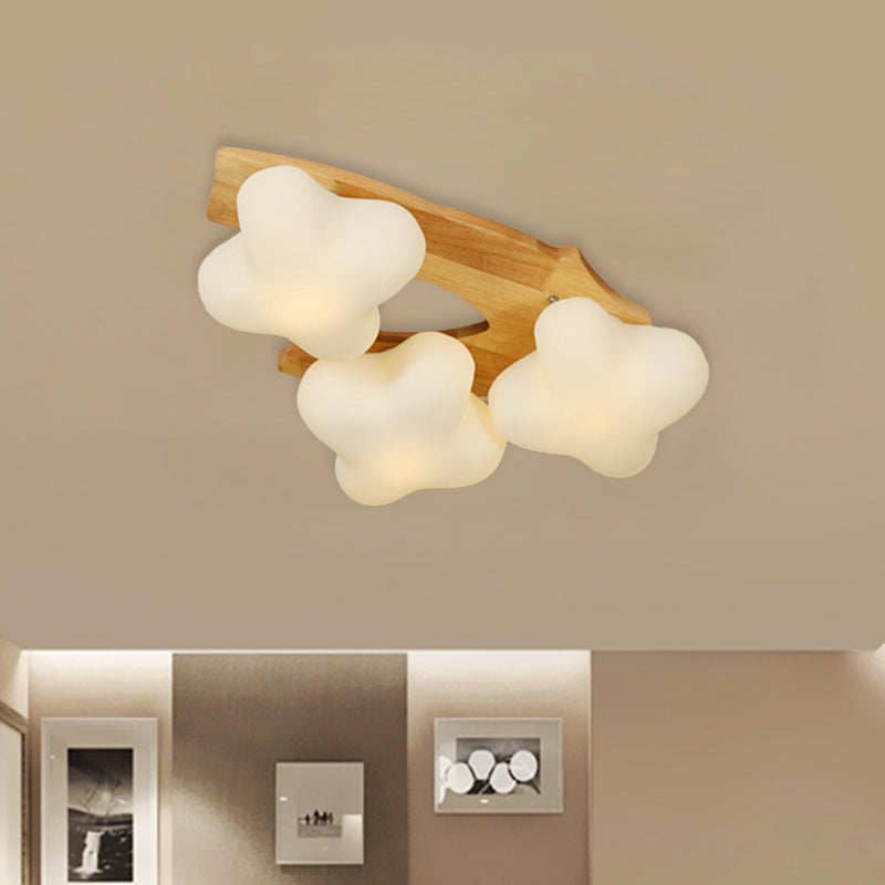 Plum Blossom Ceiling Lamp with Frosted Glass and LED Lighting