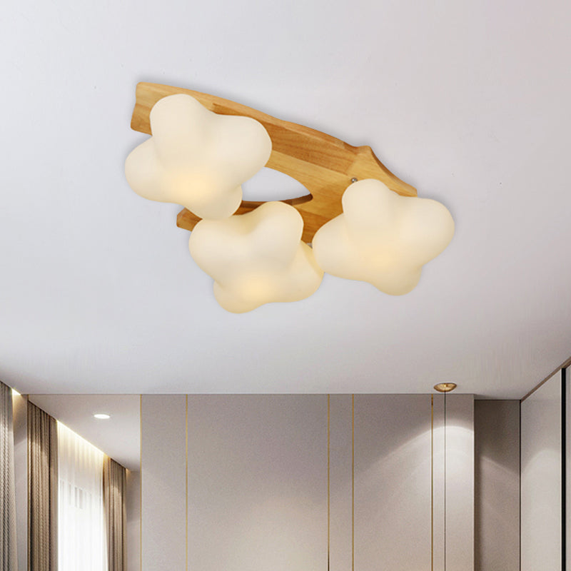 Plum Blossom Ceiling Lamp with Frosted Glass and LED Lighting