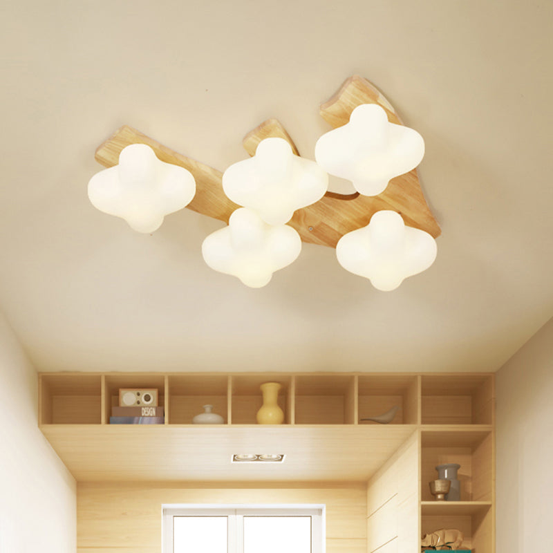 Plum Blossom Ceiling Lamp with Frosted Glass and LED Lighting