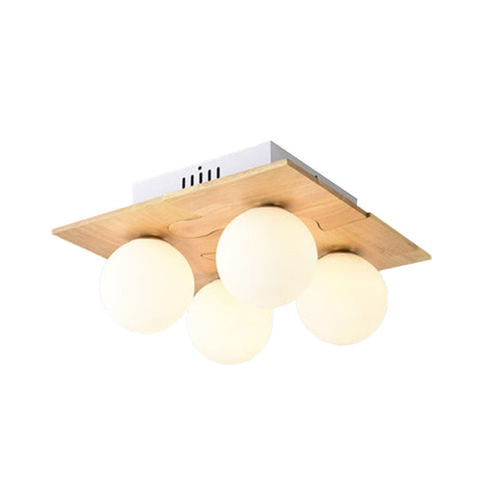 Modern White LED Globe Flush Mount Ceiling Lamp with Opal Glass for Dining Table - 4 Lights