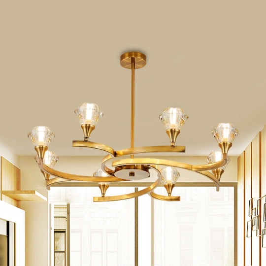 Sputnik Design Diamond Crystal Chandelier - Modern 6/8/10 Light Chrome/Gold Ceiling Fixture