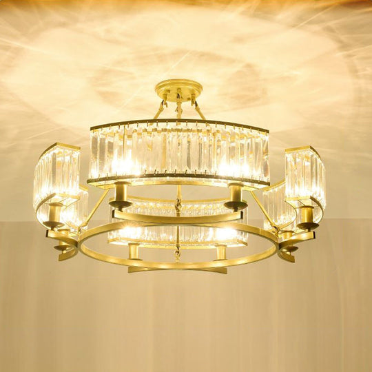 Contemporary Crystal Chandelier: Drum Shape 6/8/10 Lights Black/Gold Hanging Pendant Lamp