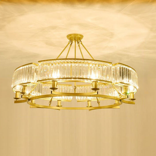 Contemporary Crystal Chandelier: Drum Shape 6/8/10 Lights Black/Gold Hanging Pendant Lamp