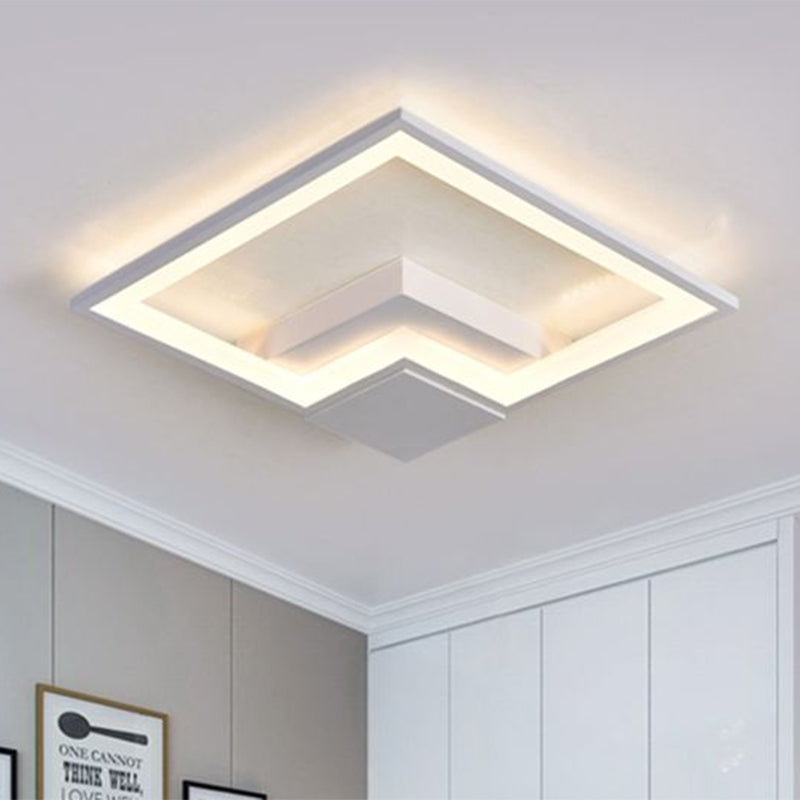 Torch Square Ceiling Lamp Simplicity - Black/White Led Acrylic Flush Mount Light (16/19.5/23.5)