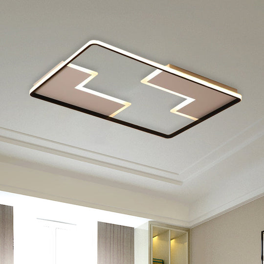 Acrylic Block LED Flush Ceiling Light Fixture - Simplicity Design - 19"/23"/27.5" Wide - White/Black - Warm/White Light