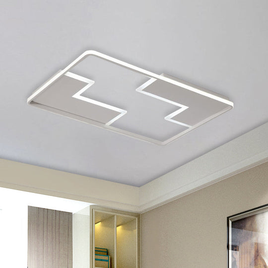 Acrylic Block LED Flush Ceiling Light Fixture - Simplicity Design - 19"/23"/27.5" Wide - White/Black - Warm/White Light