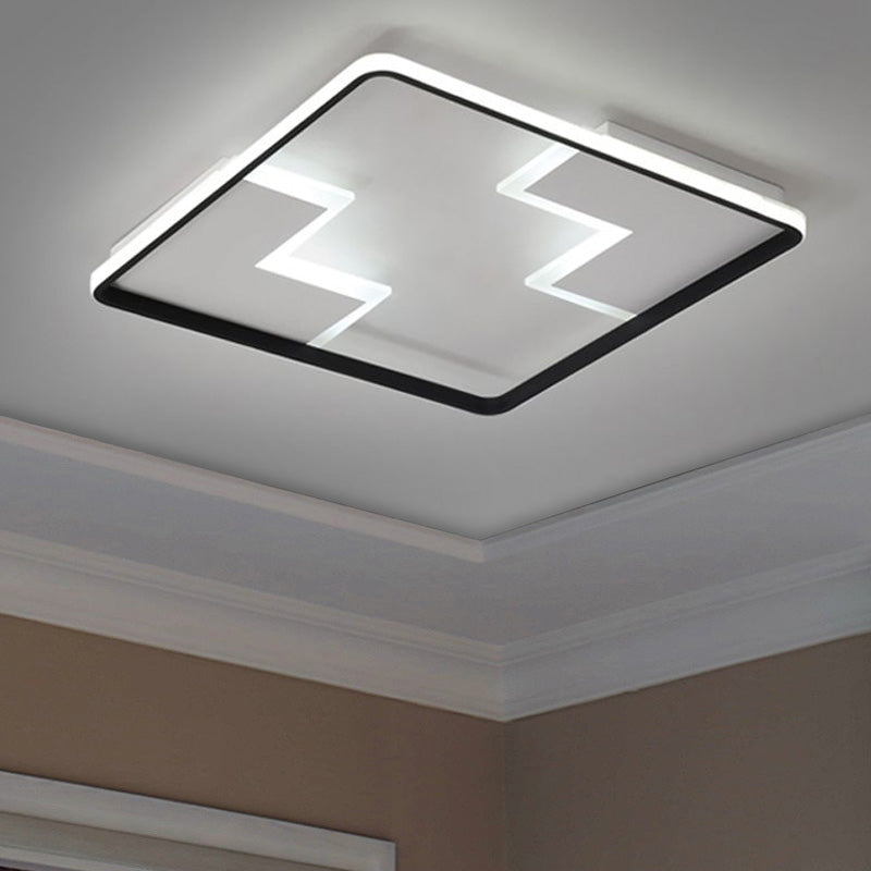 Acrylic Block LED Flush Ceiling Light Fixture - Simplicity Design - 19"/23"/27.5" Wide - White/Black - Warm/White Light