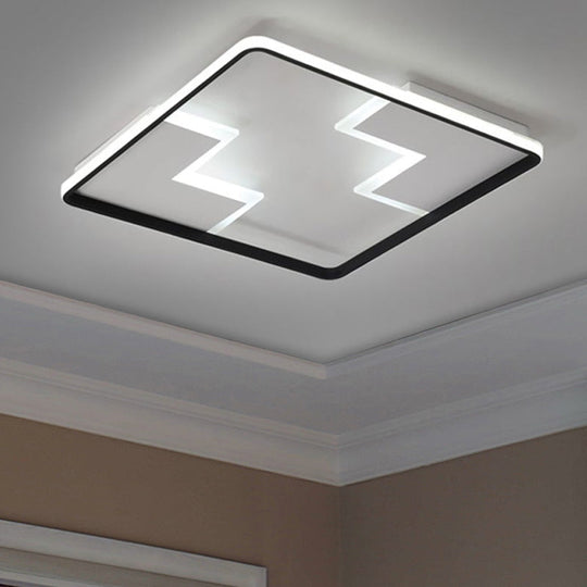 Acrylic Block Led Flush Ceiling Light Fixture - Simplicity Design 19/23/27.5 Wide White/Black