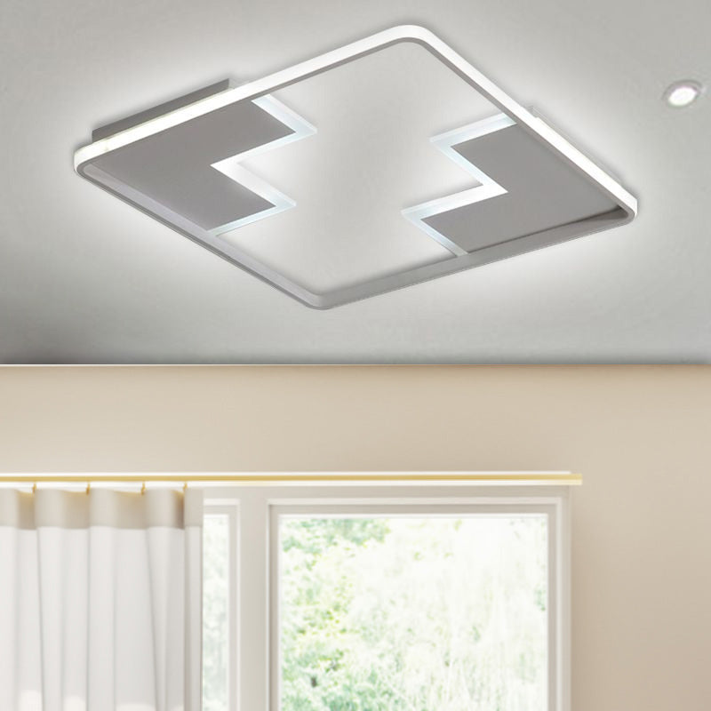 Acrylic Block LED Flush Ceiling Light Fixture - Simplicity Design - 19"/23"/27.5" Wide - White/Black - Warm/White Light