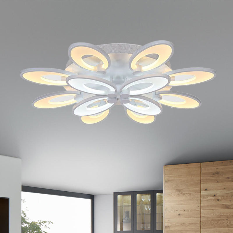 Modern LED Flush Mount Light for Dining Room with Acrylic Shade - 4/6/9 Lights - Warm/White/Natural Light