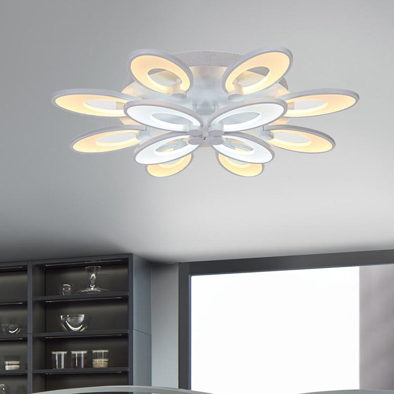 Modern LED Flush Mount Light for Dining Room with Acrylic Shade - 4/6/9 Lights - Warm/White/Natural Light